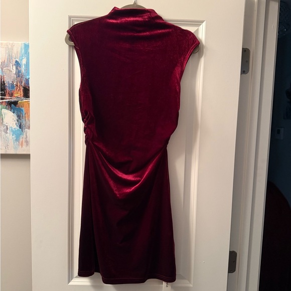 Commense Rich Burgundy Velvet Mini Dress - Picture 2 of 3